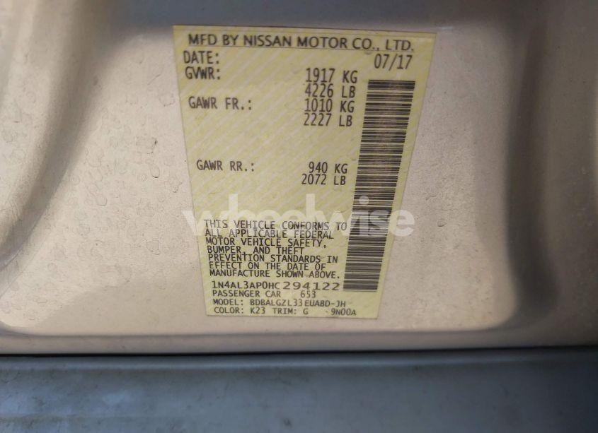 Photo 9 of 2017 Nissan Altima 2.5 S (VIN 1N4AL3AP0HC294122)