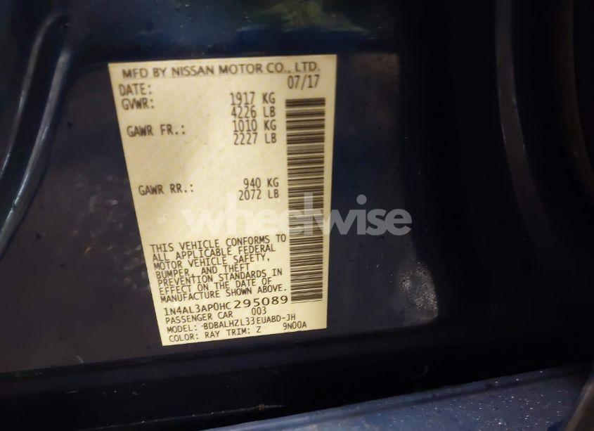 Photo 9 of 2017 Nissan Altima 2.5 SR (VIN 1N4AL3AP0HC295089)