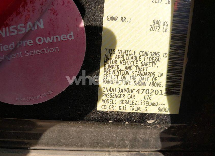 Photo 9 of 2017 Nissan Altima 2.5 S (VIN 1N4AL3AP0HC470201)