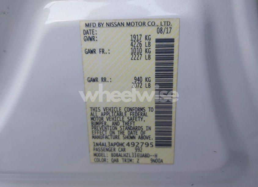 Photo 9 of 2017 Nissan Altima 2.5 SR (VIN 1N4AL3AP0HC492795)