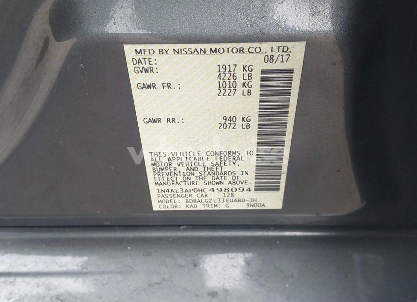 Photo 9 of 2017 Nissan Altima 2.5 S (VIN 1N4AL3AP0HC498094)