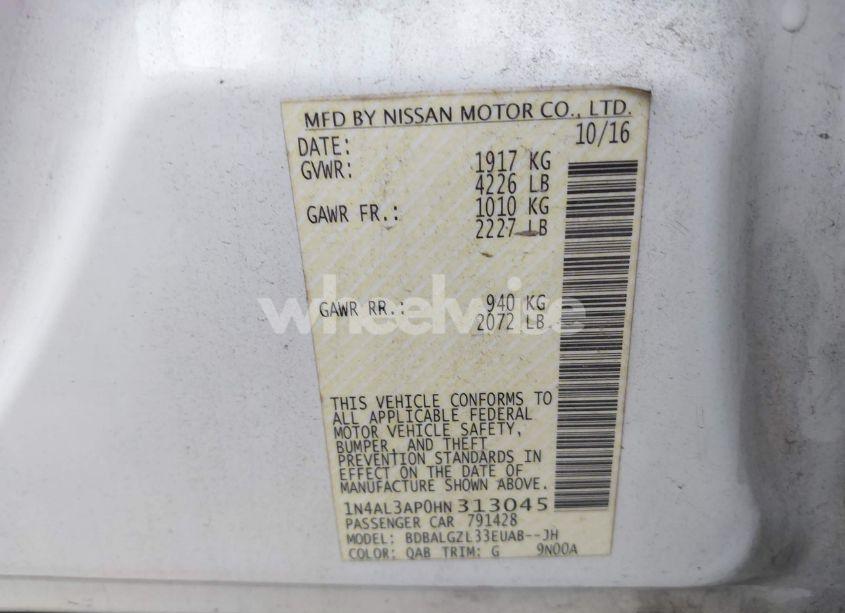 Photo 9 of 2017 Nissan Altima 2.5 S (VIN 1N4AL3AP0HN313045)