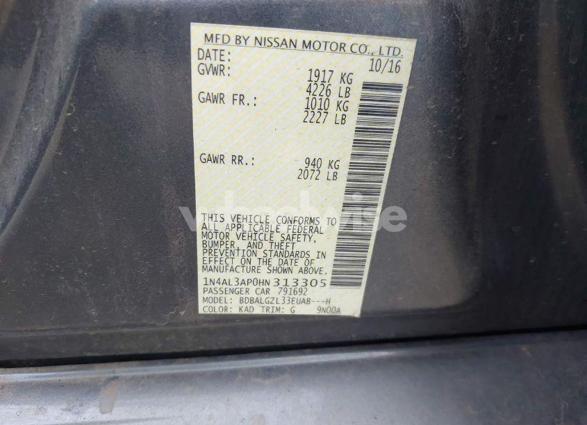 Photo 9 of 2017 Nissan Altima 2.5 S (VIN 1N4AL3AP0HN313305)