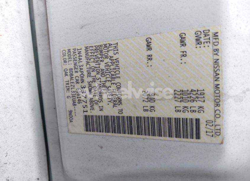 Photo 9 of 2017 Nissan Altima 2.5 S (VIN 1N4AL3AP0HN337751)