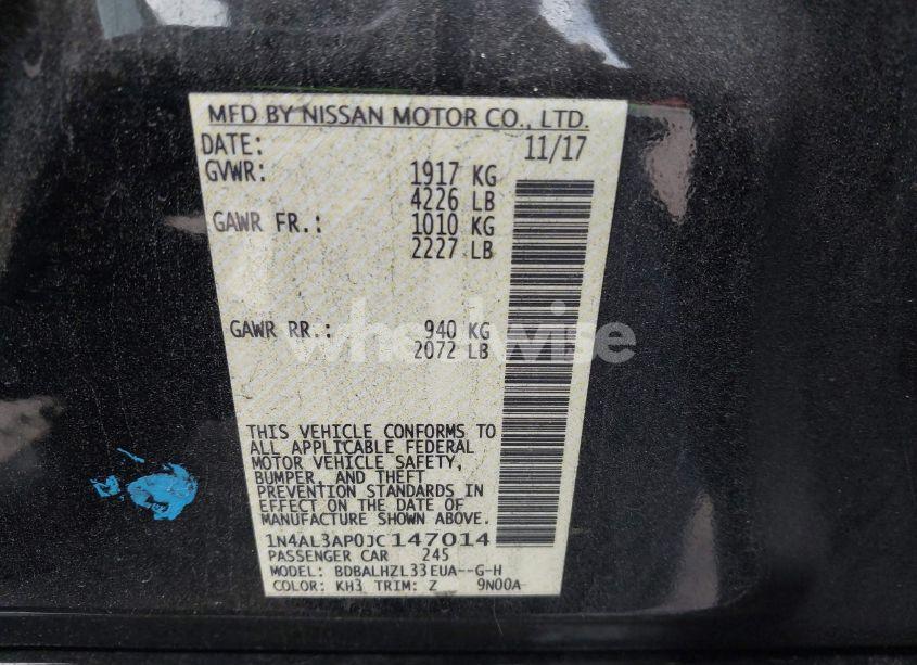 Photo 9 of 2018 Nissan Altima 2.5 SR (VIN 1N4AL3AP0JC147014)