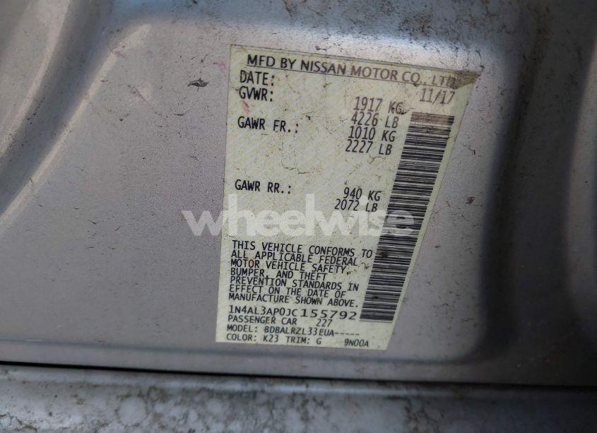 Photo 9 of 2018 Nissan Altima 2.5 SL (VIN 1N4AL3AP0JC155792)