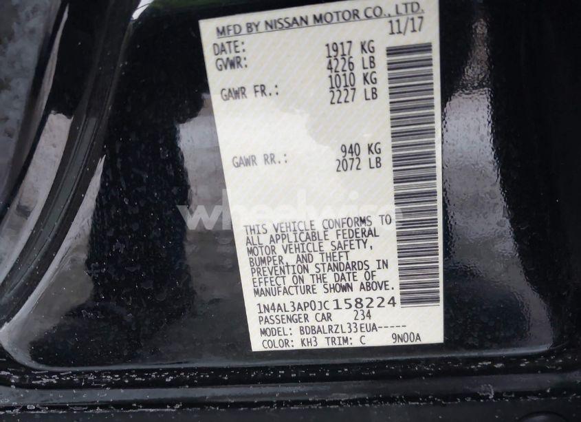 Photo 9 of 2018 Nissan Altima 2.5 SL (VIN 1N4AL3AP0JC158224)