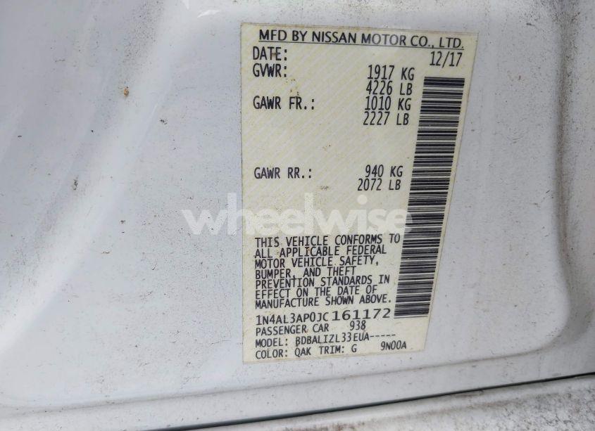 Photo 9 of 2018 Nissan Altima 2.5 SV (VIN 1N4AL3AP0JC161172)