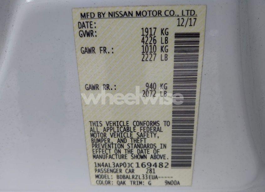 Photo 9 of 2018 Nissan Altima 2.5 SL (VIN 1N4AL3AP0JC169482)