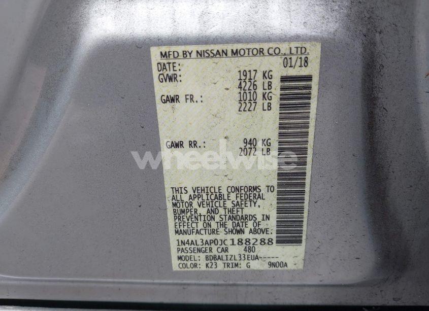 Photo 9 of 2018 Nissan Altima 2.5 SV (VIN 1N4AL3AP0JC188288)