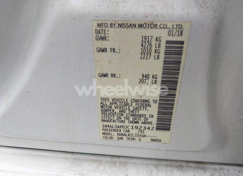 Photo 9 of 2018 Nissan Altima 2.5 SL (VIN 1N4AL3AP0JC192342)