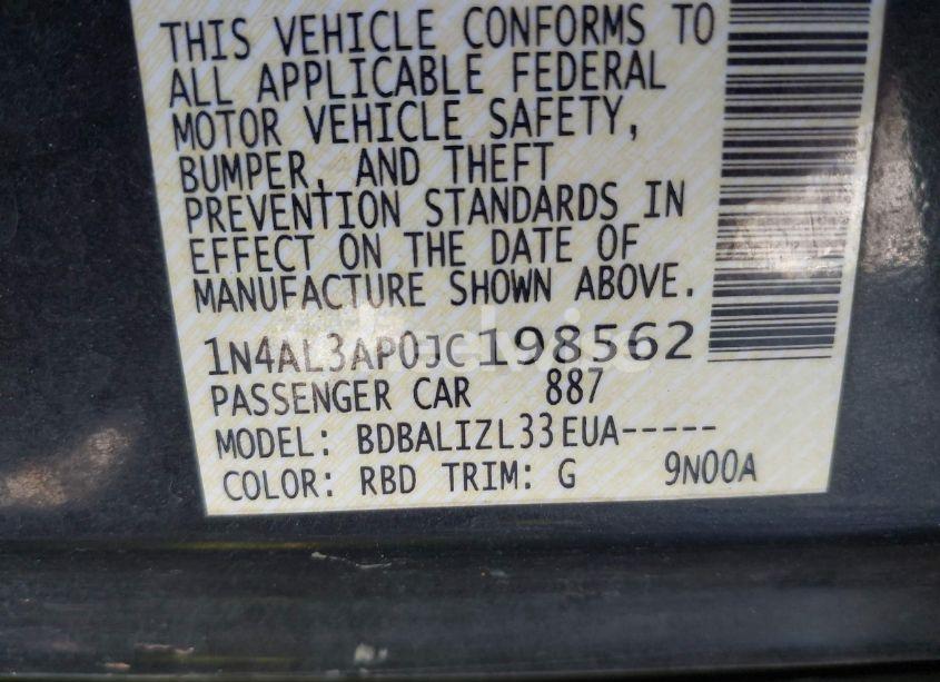 Photo 9 of 2018 Nissan Altima 2.5 SV (VIN 1N4AL3AP0JC198562)