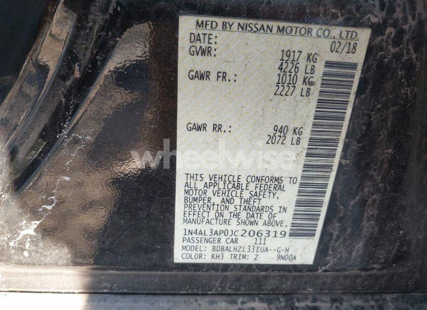 Photo 9 of 2018 Nissan Altima 2.5 SR (VIN 1N4AL3AP0JC206319)