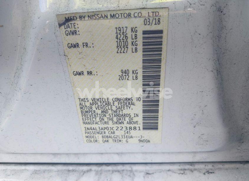 Photo 9 of 2018 Nissan Altima 2.5 S (VIN 1N4AL3AP0JC223881)