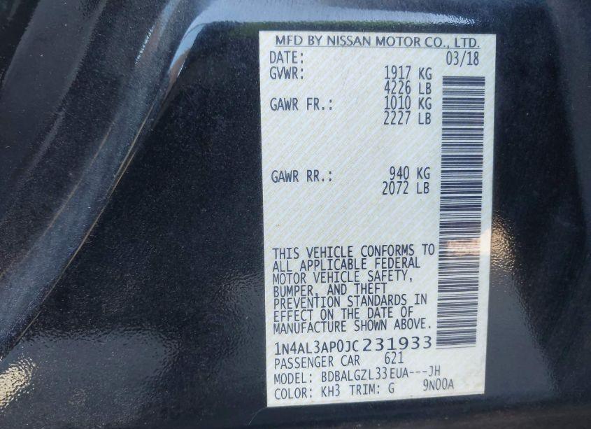 Photo 9 of 2018 Nissan Altima 2.5 S (VIN 1N4AL3AP0JC231933)