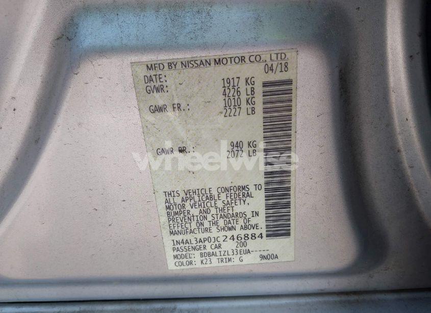 Photo 9 of 2018 Nissan Altima 2.5 SV (VIN 1N4AL3AP0JC246884)