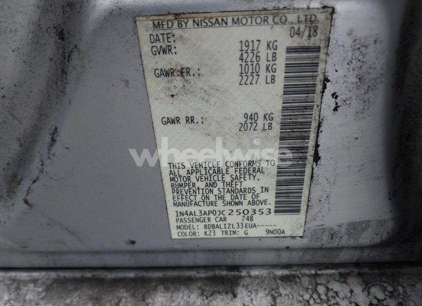 Photo 9 of 2018 Nissan Altima 2.5 SV (VIN 1N4AL3AP0JC250353)