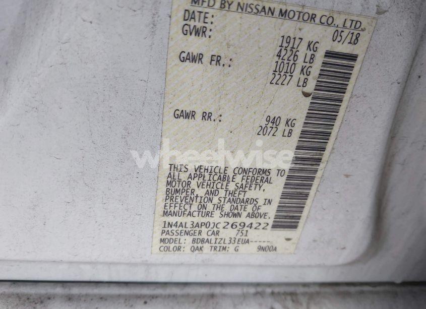 Photo 9 of 2018 Nissan Altima 2.5 SV (VIN 1N4AL3AP0JC269422)