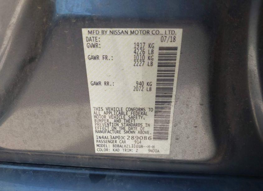 Photo 9 of 2018 Nissan Altima 2.5 SR (VIN 1N4AL3AP0JC289086)