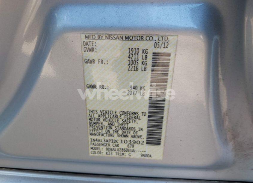 Photo 9 of 2013 Nissan Altima 2.5 SV (VIN 1N4AL3AP1DC103902)