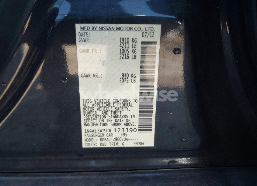 Photo 9 of 2013 Nissan Altima 2.5 SV (VIN 1N4AL3AP1DC123390)