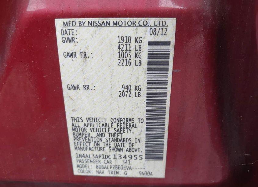 Photo 9 of 2013 Nissan Altima 2.5 (VIN 1N4AL3AP1DC134955)