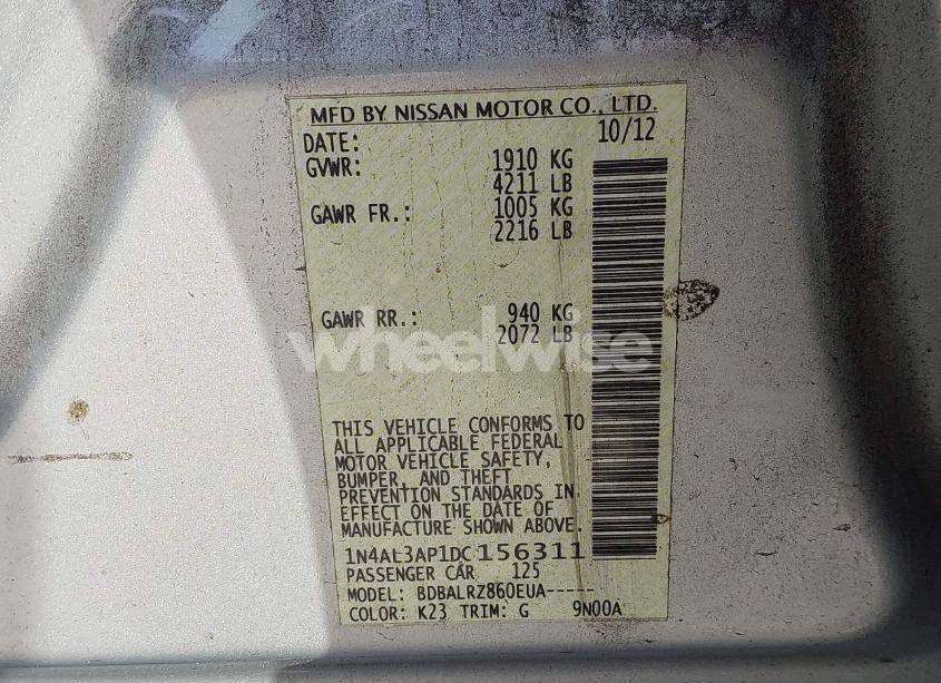 Photo 9 of 2013 Nissan Altima 2.5 S (VIN 1N4AL3AP1DC156311)