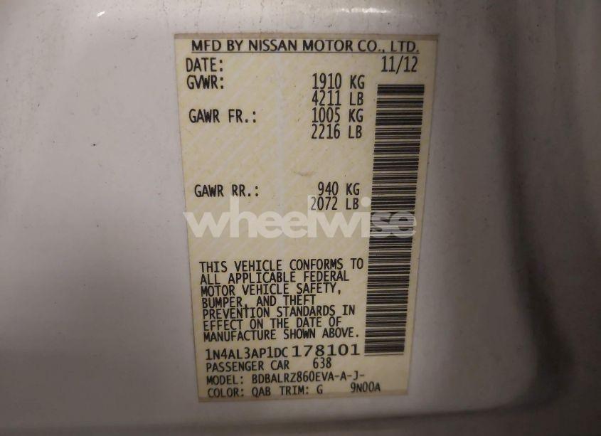 Photo 9 of 2013 Nissan Altima 2.5 S (VIN 1N4AL3AP1DC178101)