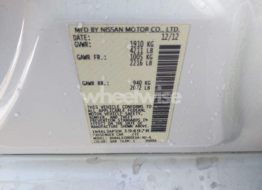 Photo 9 of 2013 Nissan Altima 2.5 SL (VIN 1N4AL3AP1DC194928)