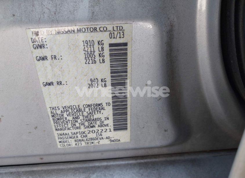 Photo 9 of 2013 Nissan Altima 2.5 SL (VIN 1N4AL3AP1DC202221)