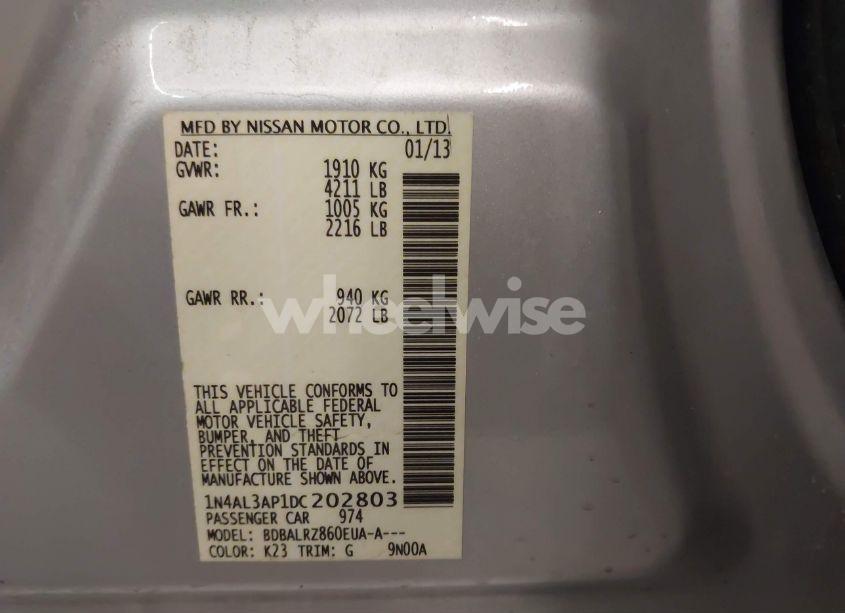 Photo 9 of 2013 Nissan Altima 2.5 S (VIN 1N4AL3AP1DC202803)