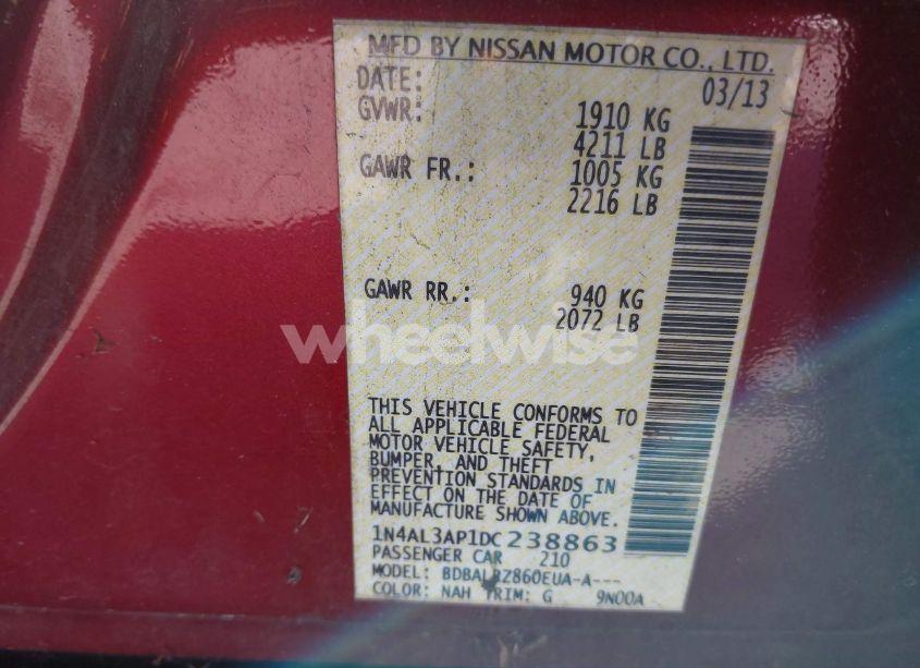 Photo 9 of 2013 Nissan Altima 2.5 S (VIN 1N4AL3AP1DC238863)