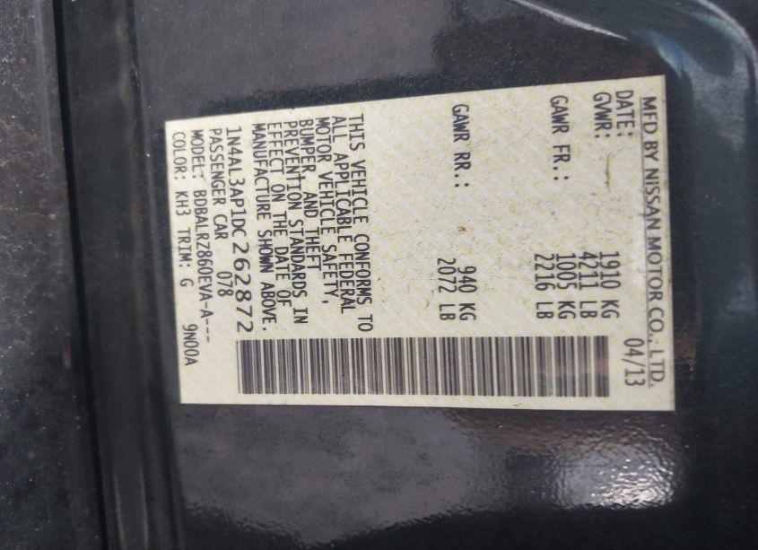 Photo 9 of 2013 Nissan Altima 2.5 S (VIN 1N4AL3AP1DC262872)