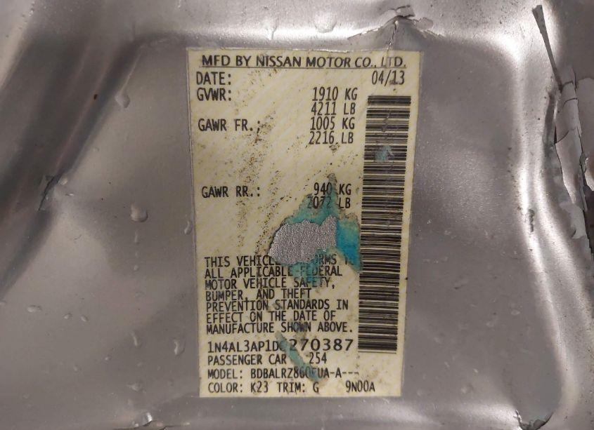 Photo 9 of 2013 Nissan Altima 2.5 S (VIN 1N4AL3AP1DC270387)