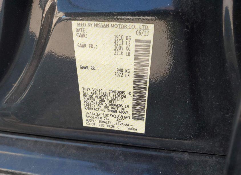 Photo 9 of 2013 Nissan Altima 2.5 SV (VIN 1N4AL3AP1DC902899)