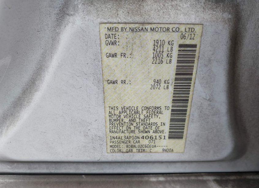 Photo 9 of 2013 Nissan Altima 2.5 SV (VIN 1N4AL3AP1DN406151)