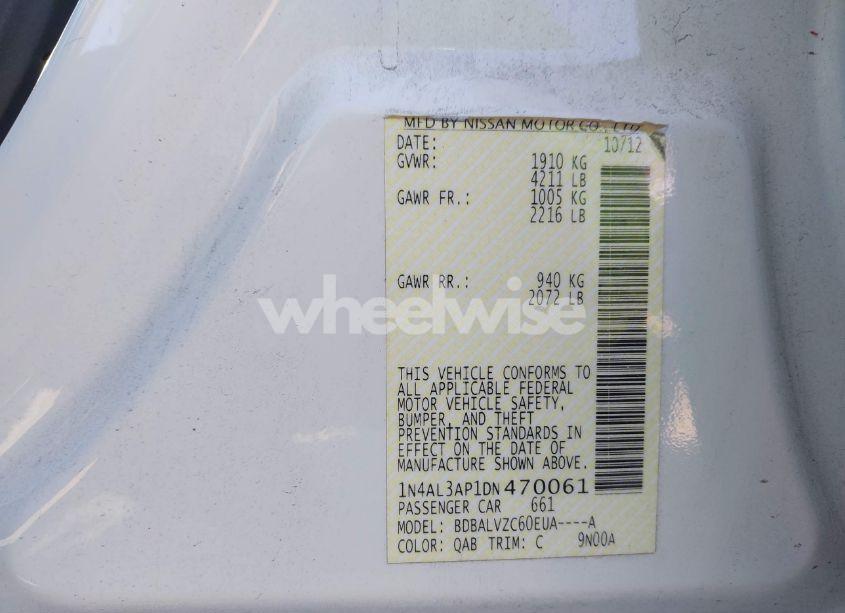 Photo 9 of 2013 Nissan Altima 2.5 SL (VIN 1N4AL3AP1DN470061)