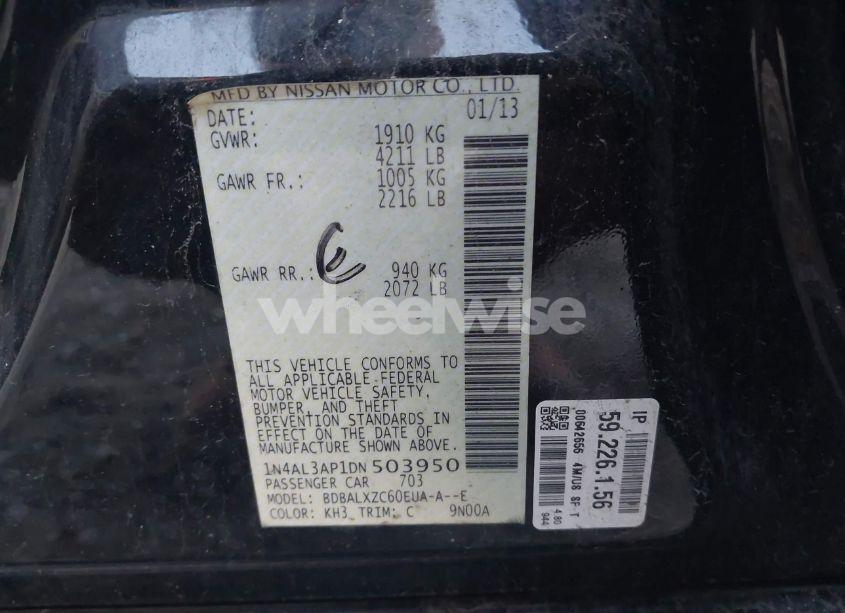 Photo 9 of 2013 Nissan Altima 2.5 SL (VIN 1N4AL3AP1DN503950)