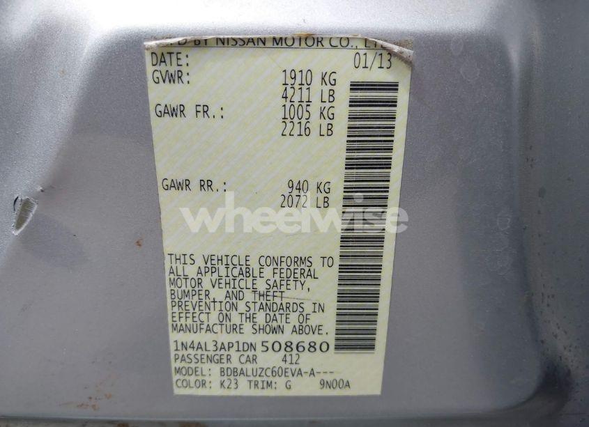 Photo 9 of 2013 Nissan Altima 2.5 SV (VIN 1N4AL3AP1DN508680)