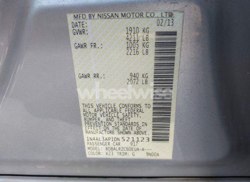 Photo 9 of 2013 Nissan Altima 2.5 S (VIN 1N4AL3AP1DN521123)