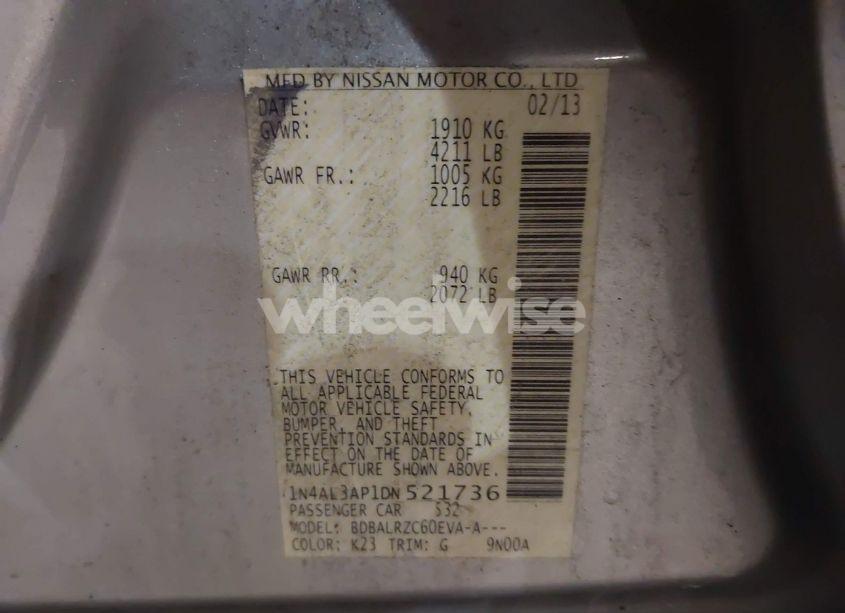 Photo 9 of 2013 Nissan Altima 2.5 S (VIN 1N4AL3AP1DN521736)