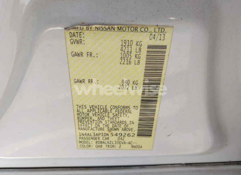 Photo 9 of 2013 Nissan Altima 2.5 SL (VIN 1N4AL3AP1DN549262)