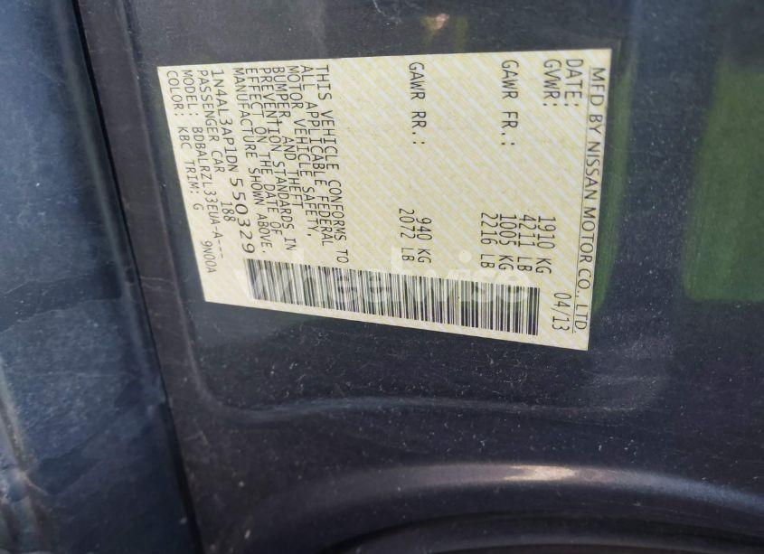 Photo 9 of 2013 Nissan Altima 2.5 S (VIN 1N4AL3AP1DN550329)