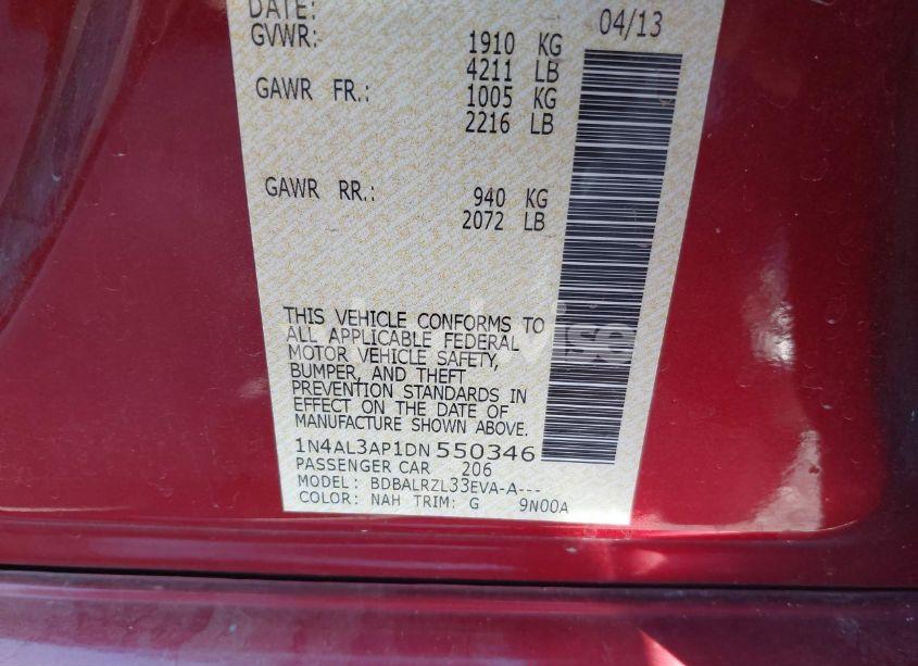 Photo 9 of 2013 Nissan Altima 2.5 S (VIN 1N4AL3AP1DN550346)