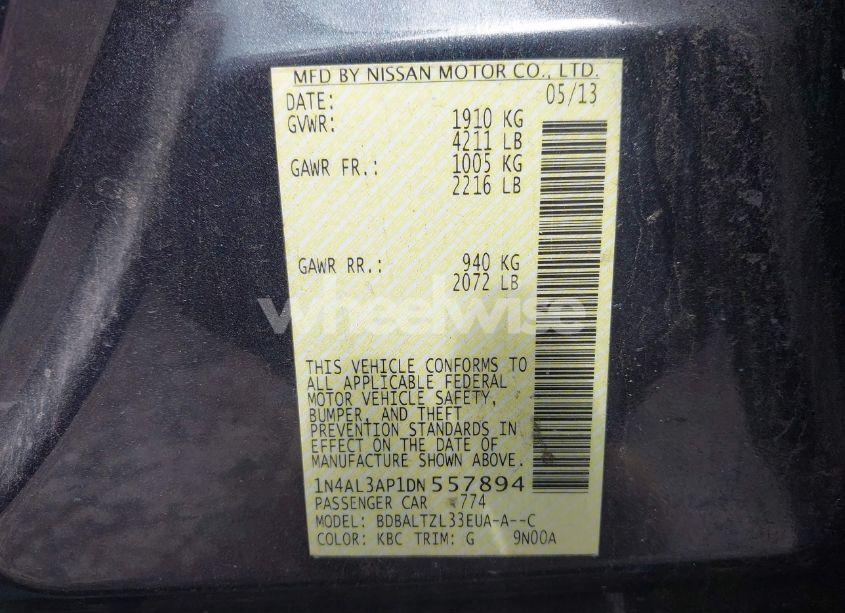 Photo 9 of 2013 Nissan Altima 2.5 SV (VIN 1N4AL3AP1DN557894)