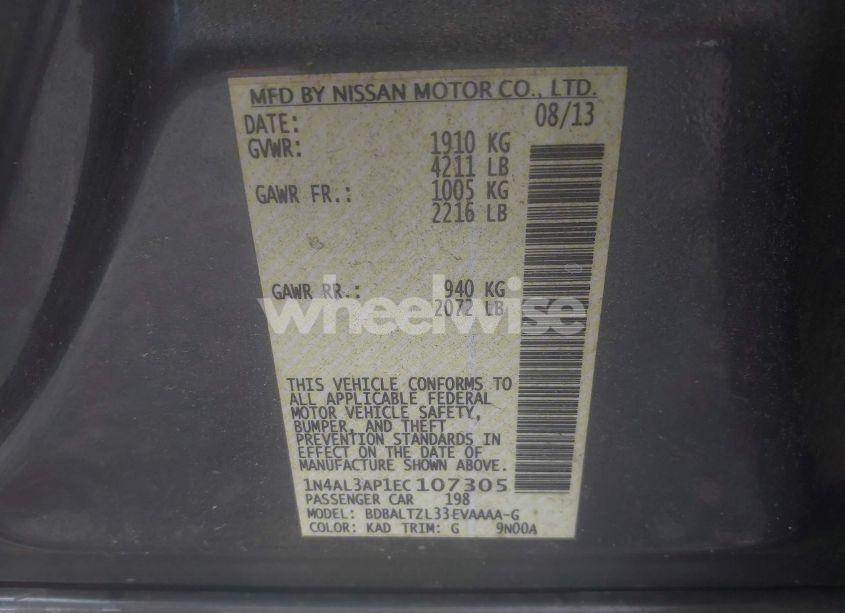 Photo 9 of 2014 Nissan Altima 2.5 SV (VIN 1N4AL3AP1EC107305)