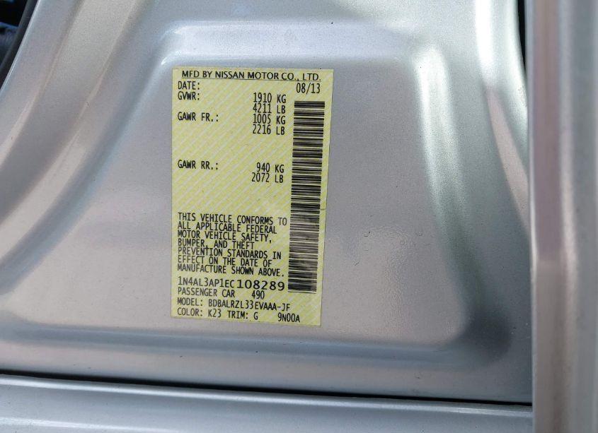 Photo 9 of 2014 Nissan Altima 2.5 S (VIN 1N4AL3AP1EC108289)