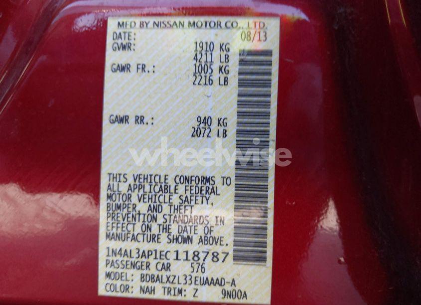 Photo 9 of 2014 Nissan Altima 2.5 SL (VIN 1N4AL3AP1EC118787)