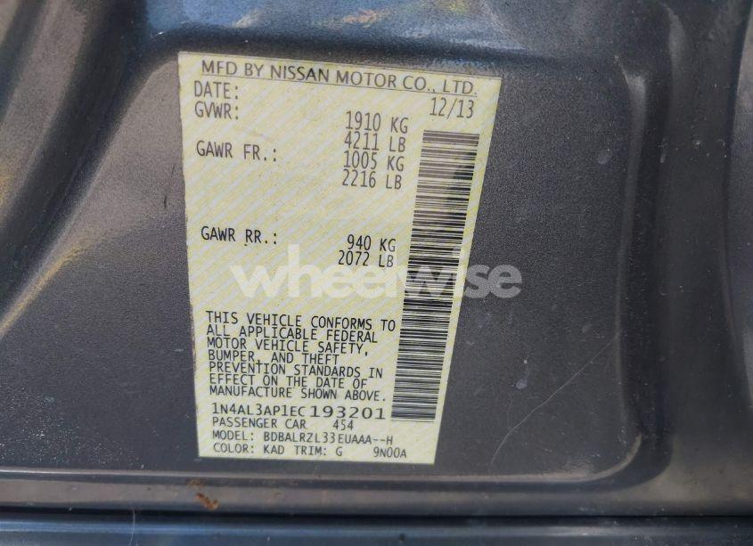 Photo 9 of 2014 Nissan Altima 2.5 S (VIN 1N4AL3AP1EC193201)