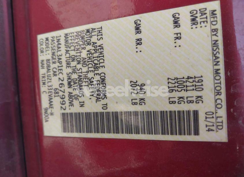 Photo 9 of 2014 Nissan Altima 2.5 SV (VIN 1N4AL3AP1EC267992)